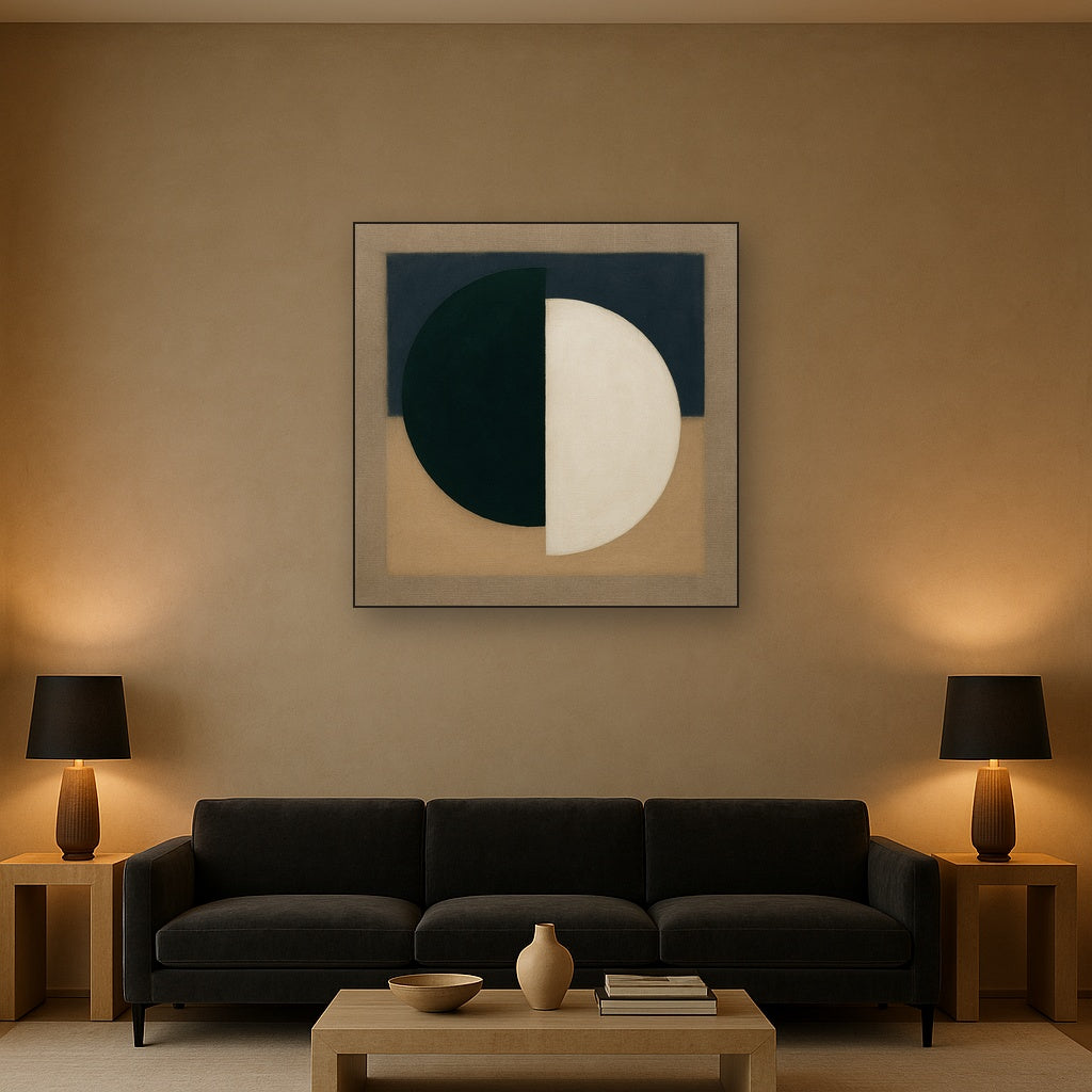 Forest Emerald & Chalk Interlock No. 6 - Modern Fine Art Oil Painting - View 2