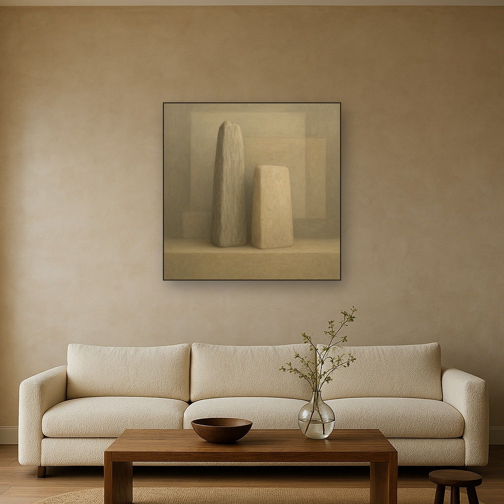 Driftwood Grey & Weathered Stone Monolith No. 2 Oil Painting - View 2