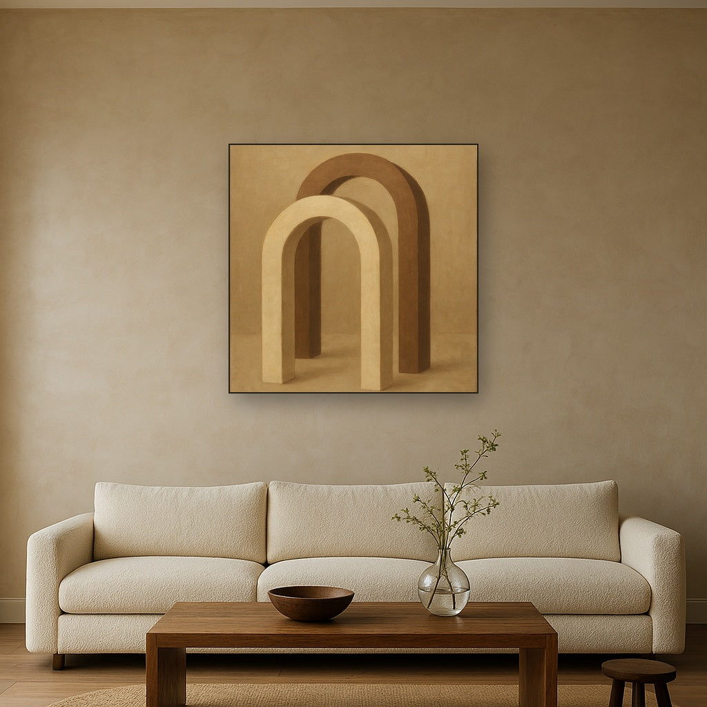 Minimalist Japandi Archways No. 10 - Modern Fine Art Oil Painting - View 2