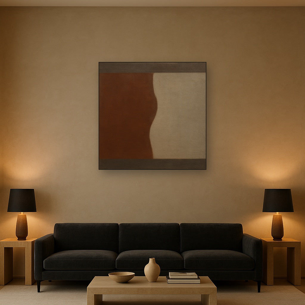 Burnt Umber & Greige Duet No. 7 - Modern Fine Art Oil Painting - View 2