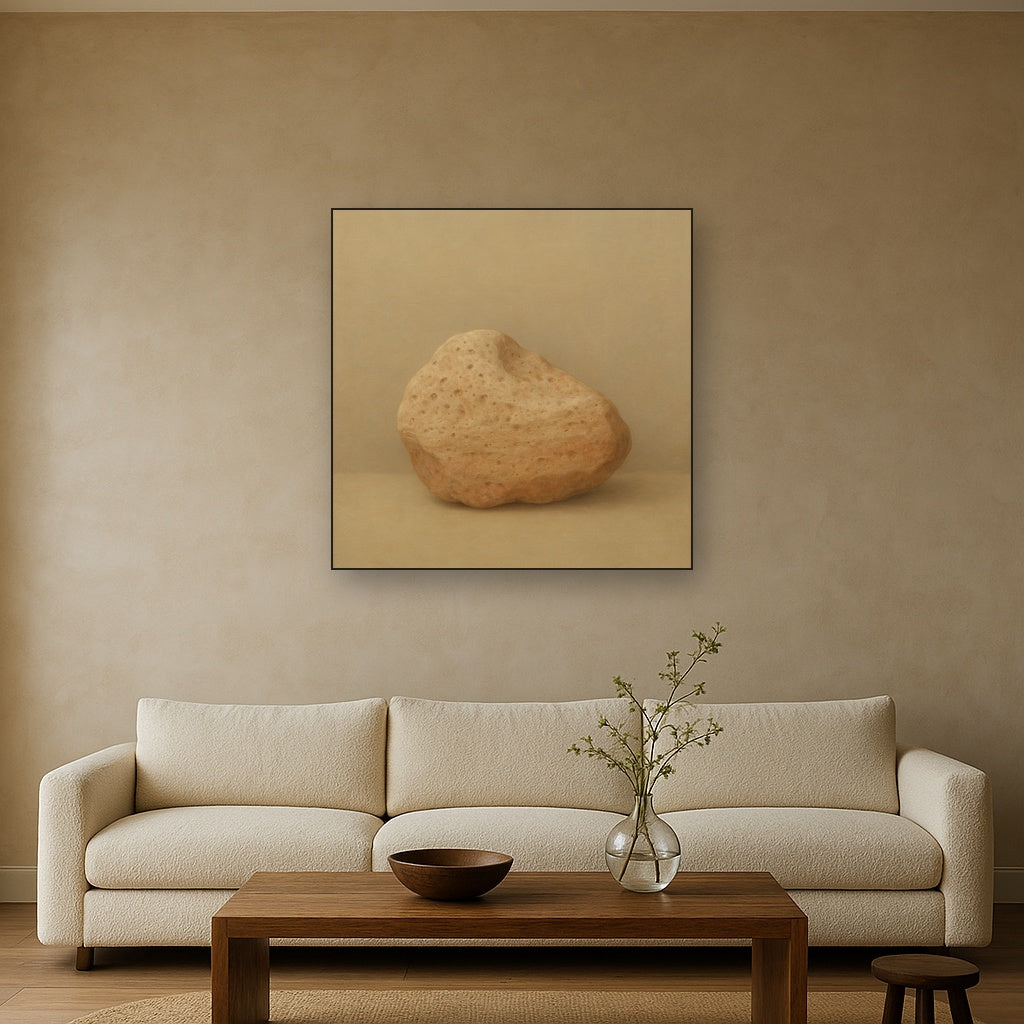 Zen Stone & Warm Grey Void No. 5 - Modern Fine Art Oil Painting - View 2
