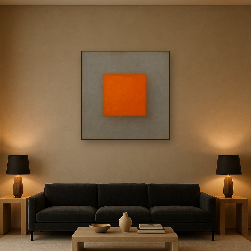 Cadmium Amber & Slate Grey Block No. 10 - Modern Fine Art Oil Painting - View 2