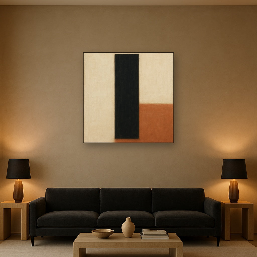 Deep Charcoal & Bone Monolith No. 1 - Modern Fine Art Oil Painting - View 2