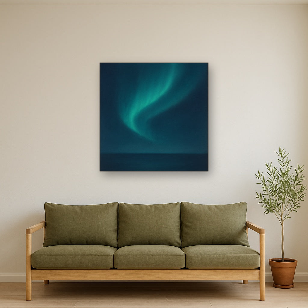 Aurora Borealis Veil in Deep Midnight Indigo No. 7 Oil Painting - View 2