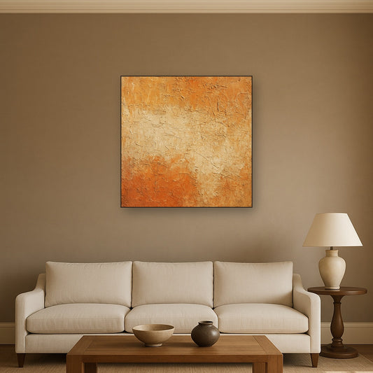 Tuscan Stucco Relic Heavy Impasto Oil Painting - Styled in Modern Living Room