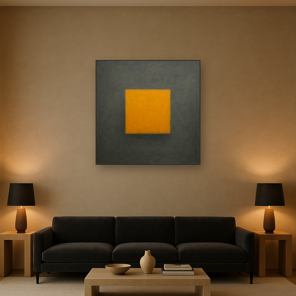 Cadmium Amber & Slate Grey Block No. 10 - Modern Fine Art Oil Painting - View 2