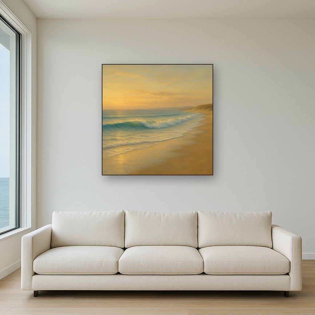 Gentle Breaking Waves & Wet Beach Reflection No. 18 Oil Painting - View 2