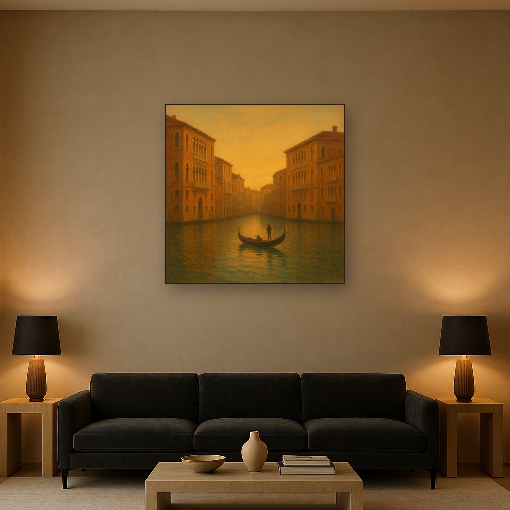Venetian Canal Palaces at Golden Hour No. 19 Oil Painting - View 2