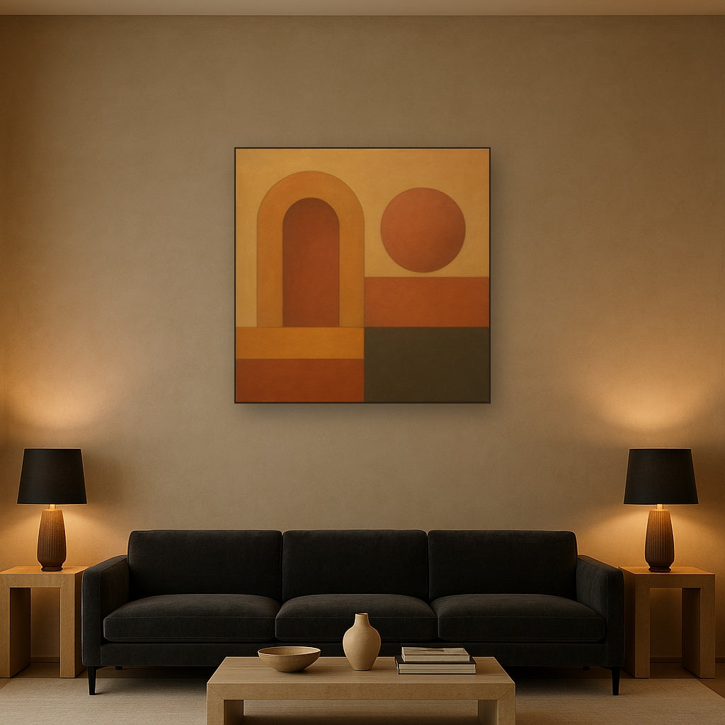 Arch & Circle Equilibrium in Warm Earth Tones No. 3 Oil Painting - View 2