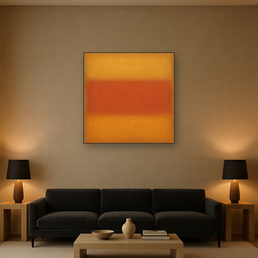 Luminous Ochre & Terracotta Horizon Color Field No. 23 Oil Painting - View 2