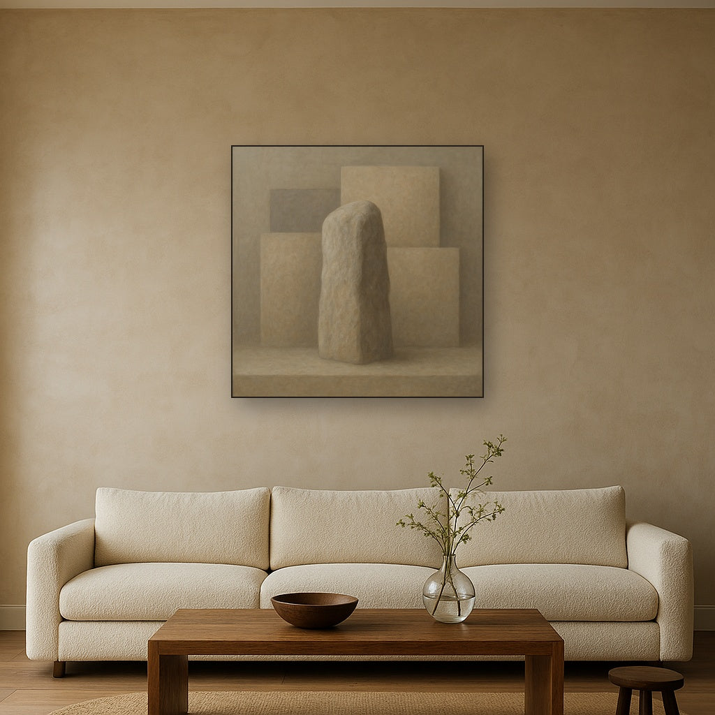 Driftwood Grey & Weathered Stone Monolith No. 12 Oil Painting - View 2