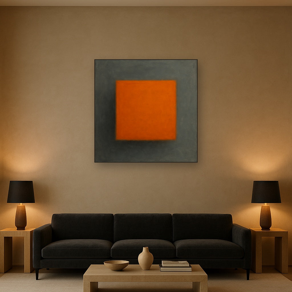 Cadmium Amber & Slate Grey Block No. 10 - Modern Fine Art Oil Painting - View 2