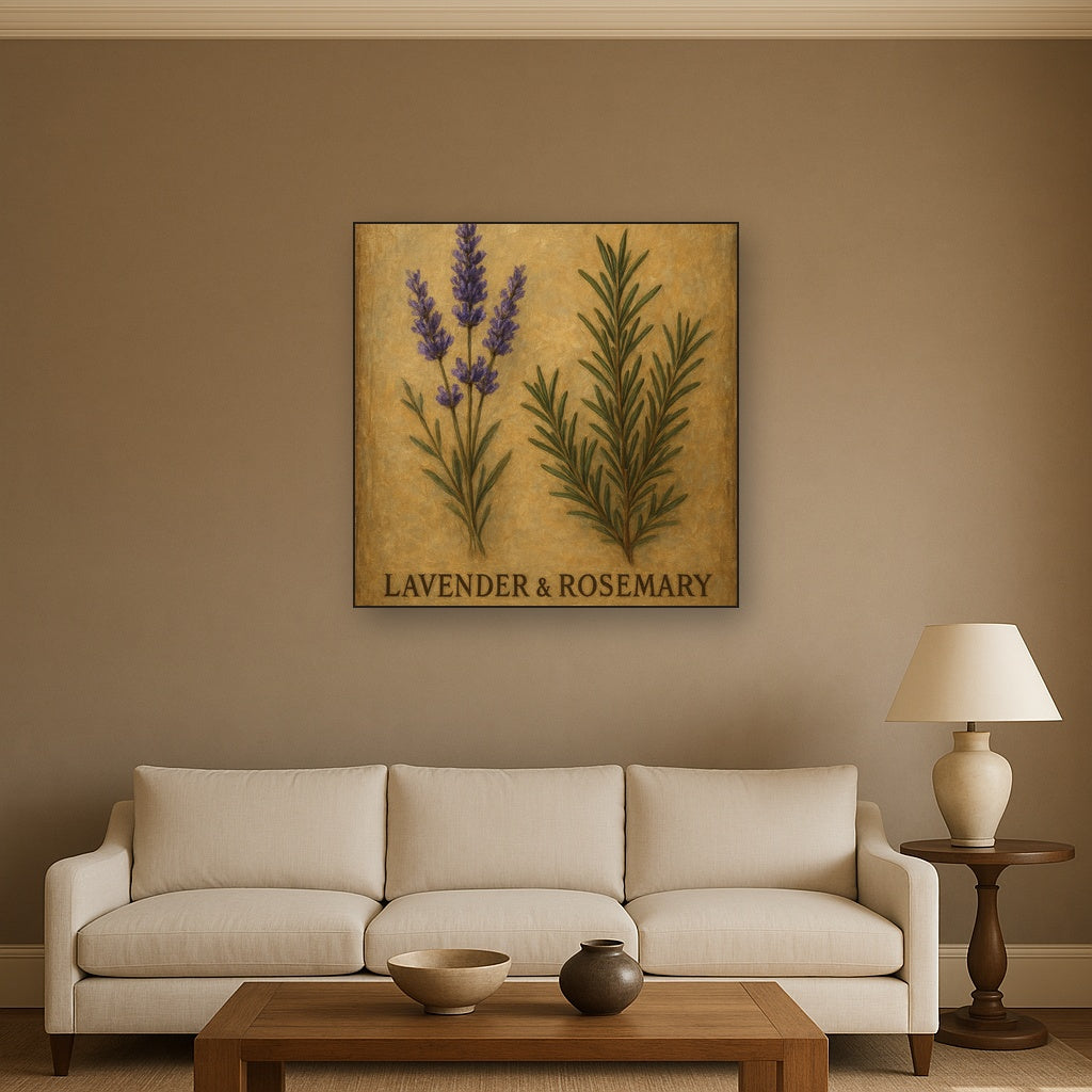 Vintage French Herbarium Lavender & Rosemary No. 12 Fine Art Oil Painting - View 2