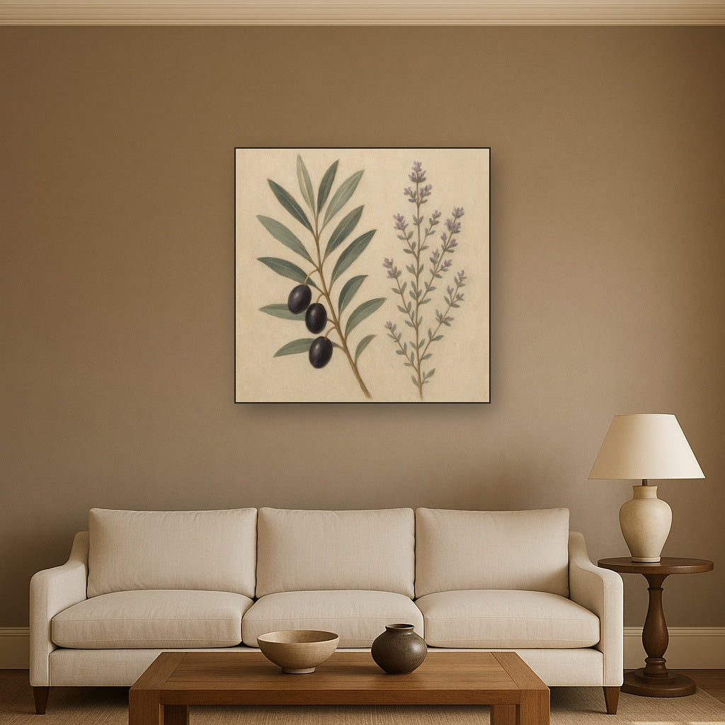 Olive Branches & Wild Thyme Botanical Study No. 8 Fine Art Oil Painting - View 2