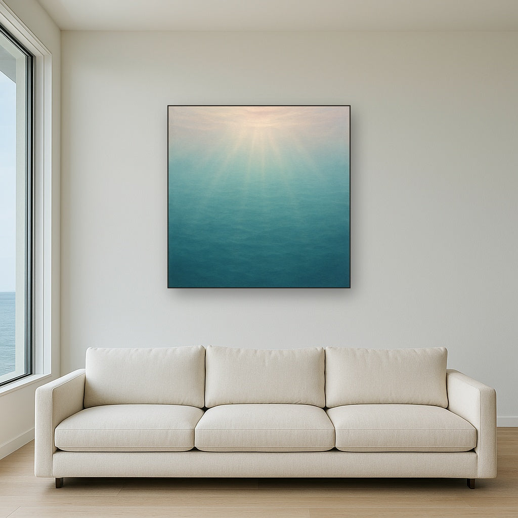 Minimalist Aquamarine Reef Void No. 10 - Modern Fine Art Oil Painting - View 2