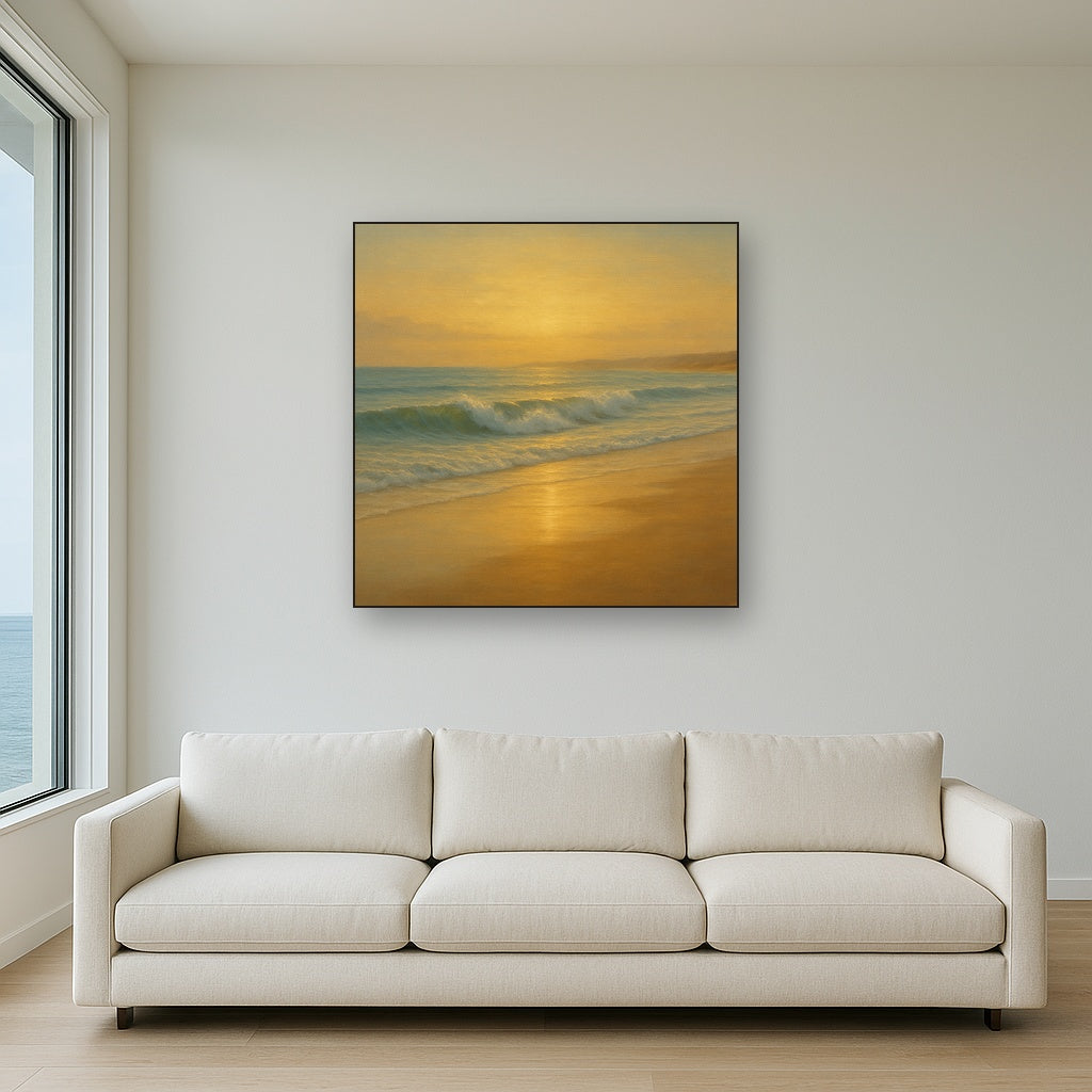 Gentle Breaking Waves & Wet Beach Reflection No. 6 Oil Painting - View 2