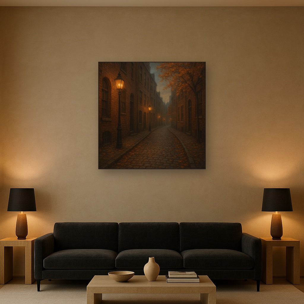 London Gaslamp Alley in Autumn Dusk No. 27 Oil Painting - View 2
