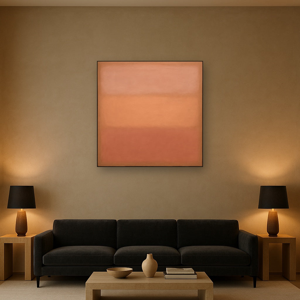 Blush Rose & Dusky Terracotta Ambient Glow No. 18 Oil Painting - View 2