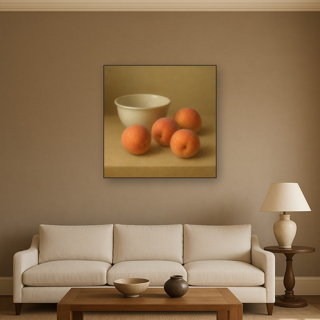Heirloom Peaches & White Ceramic Bowl No. 10 Oil Painting - View 2