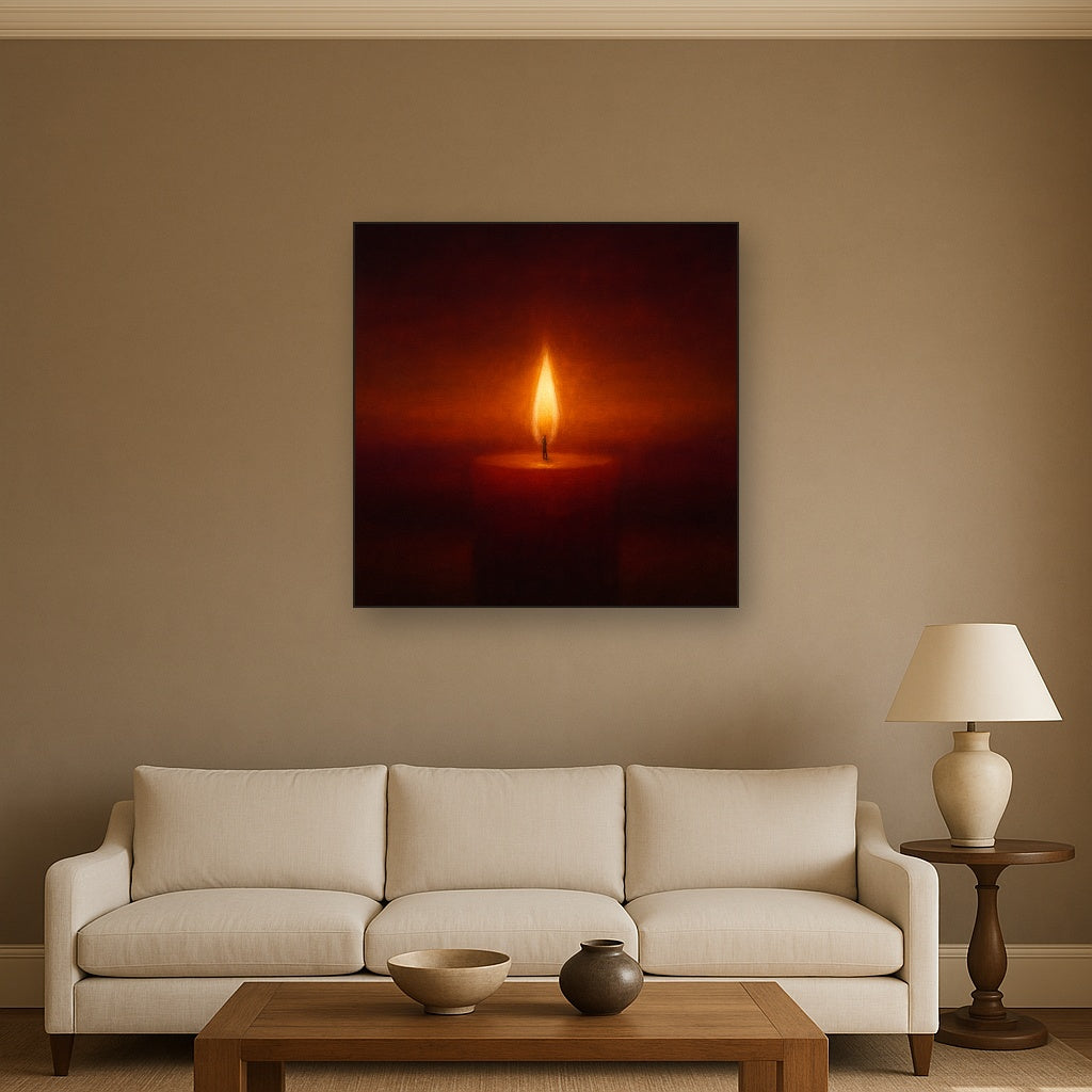 Deep Garnet & Amber Candlelight Horizon No. 15 Oil Painting - View 2