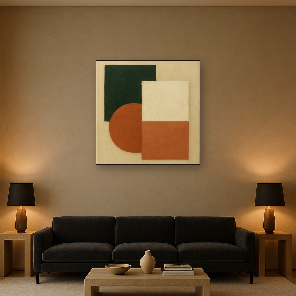 Forest Emerald & Chalk Interlock No. 6 - Modern Fine Art Oil Painting - View 2
