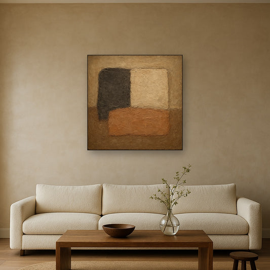 Mineral Ash and Clay Minimalist Wabi-Sabi Oil Painting - View 2