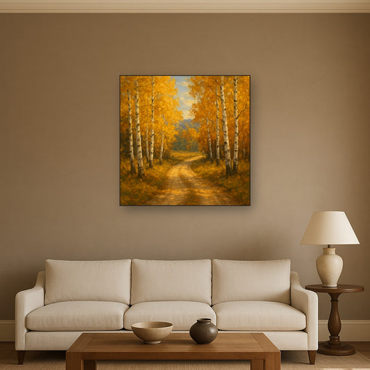 Winding Country Dirt Road through Birch Glade No. 10 Fine Art Oil Painting - View 2