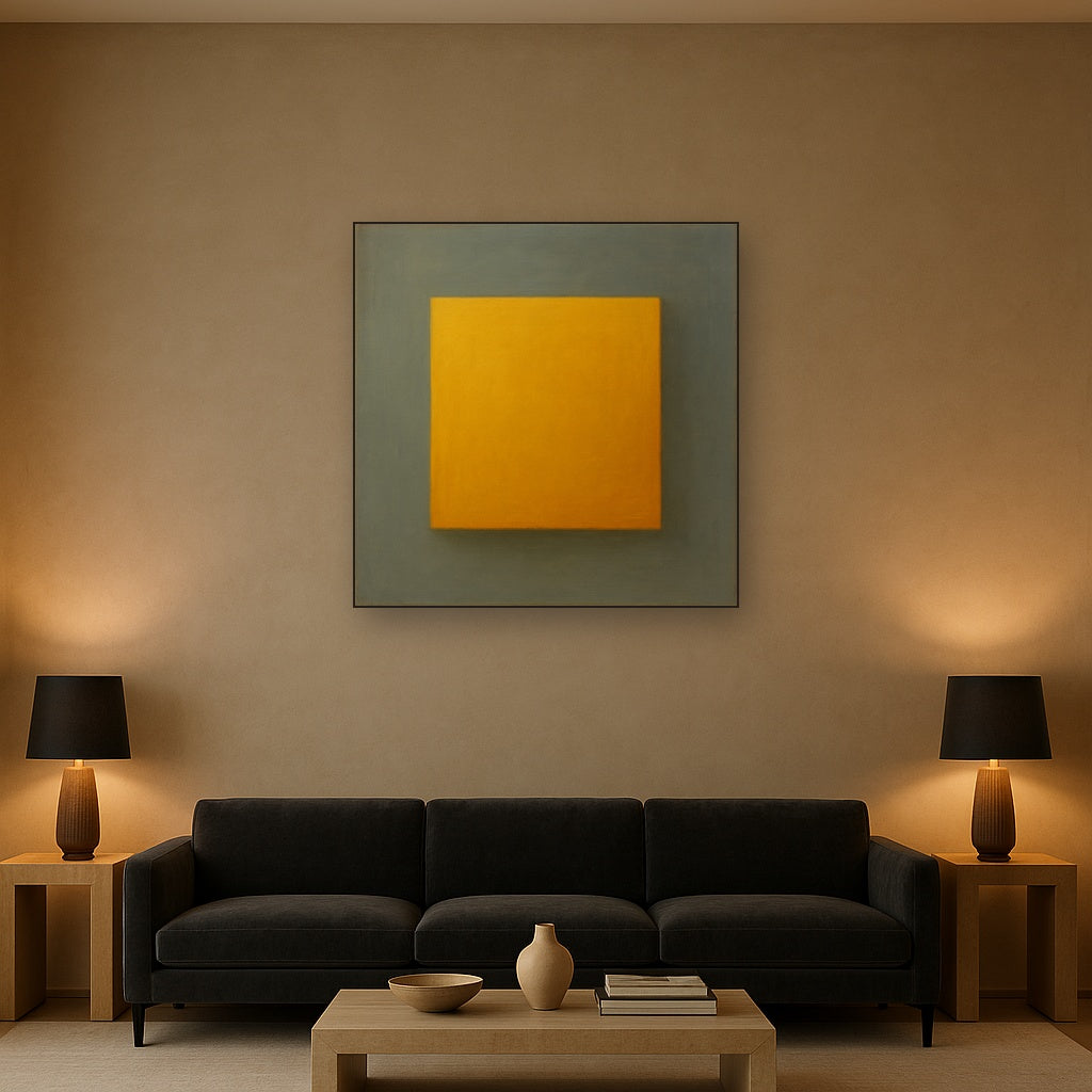 Cadmium Amber & Slate Grey Block No. 10 - Modern Fine Art Oil Painting - View 2