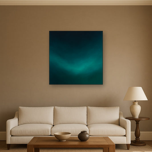 Midnight Teal & Deep Malachite Gradient No. 8 Oil Painting - View 2