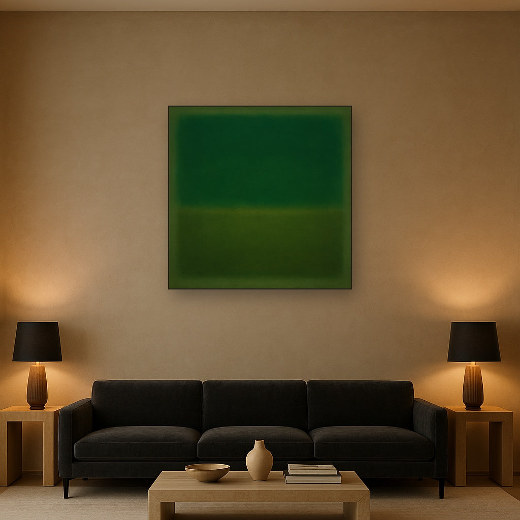 Forest Emerald & Deep Moss Contemplative Field No. 25 Oil Painting - View 2