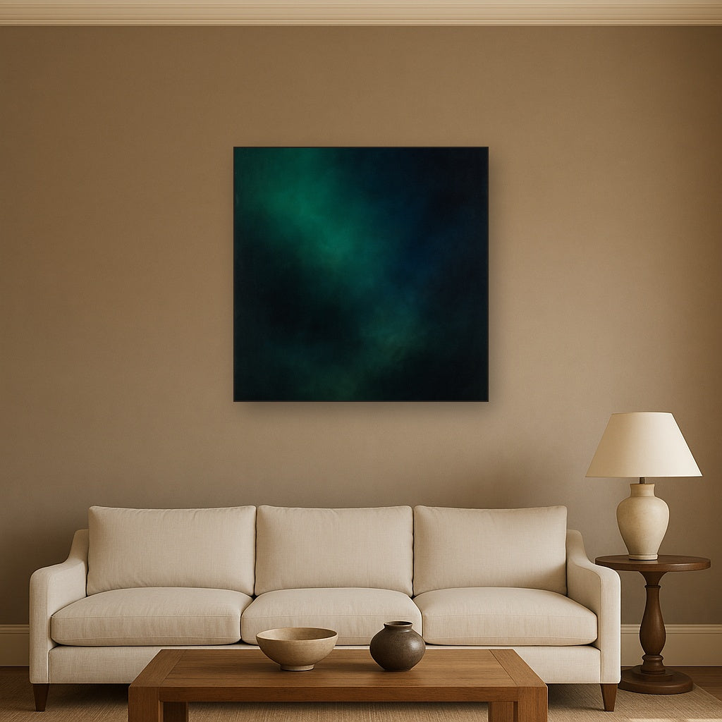 Emerald & Midnight Sapphire Sfumato Immersion No. 16 Oil Painting - View 2