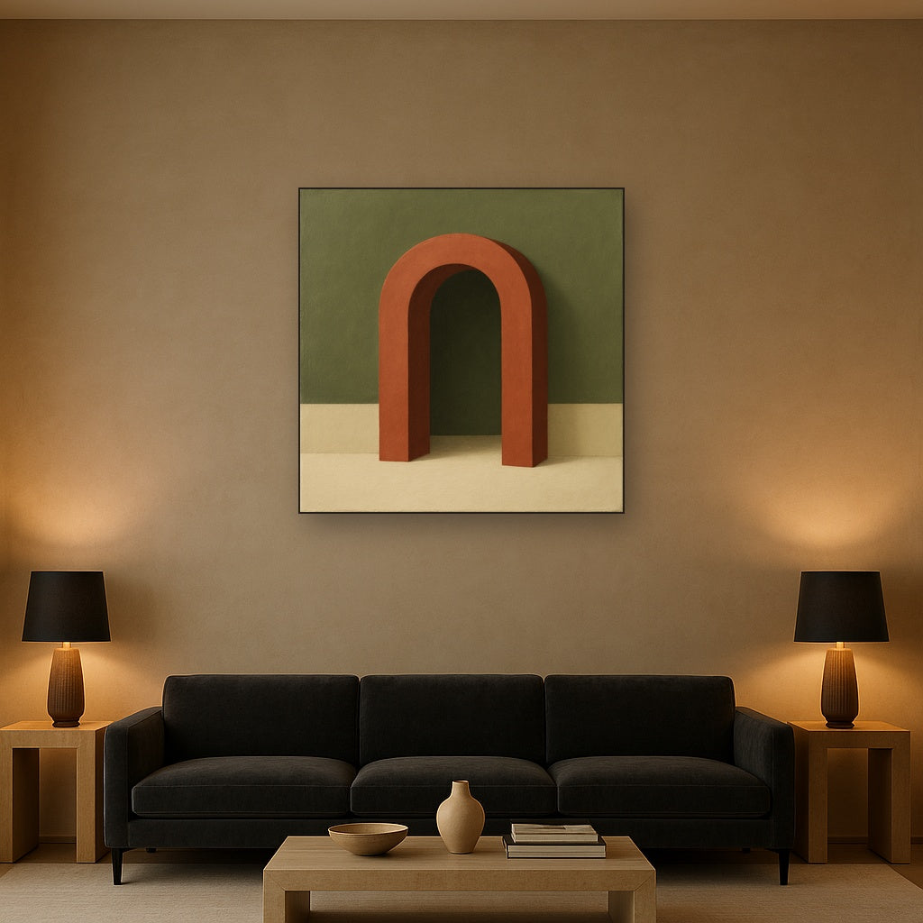 Terracotta Clay & Cream Arch No. 4 - Modern Fine Art Oil Painting - View 2