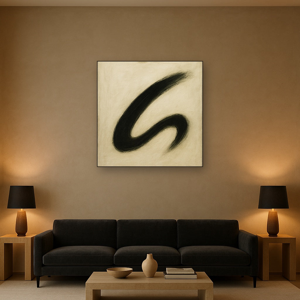 Monochrome Brushstroke Void No. 5 - Modern Fine Art Oil Painting - View 2