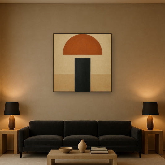 Semicircle Horizon & Minimalist Pillar No. 20 Oil Painting - View 2