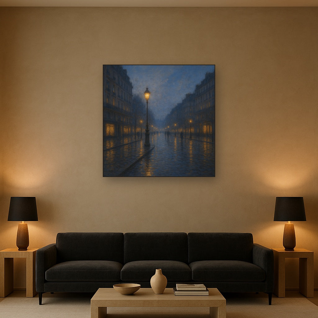 Rainy Parisian Boulevard at Twilight No. 4 Oil Painting - View 2