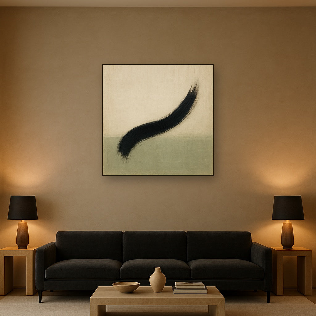 Monochrome Brushstroke Void No. 5 - Modern Fine Art Oil Painting - View 2