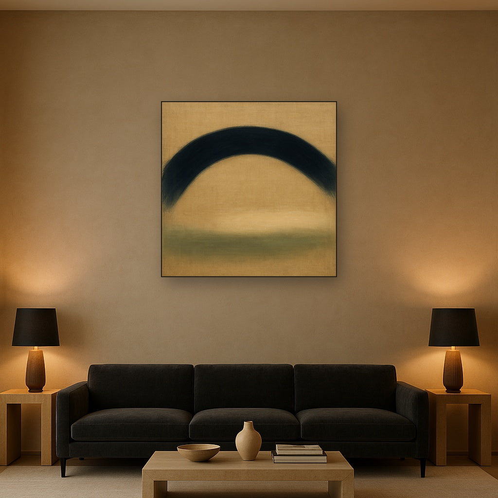 Navy Indigo & Warm Sand Sweep No. 2 - Modern Fine Art Oil Painting - View 2