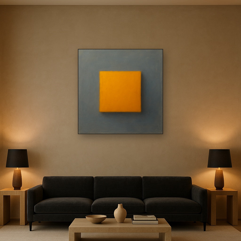 Cadmium Amber & Slate Grey Block No. 10 - Modern Fine Art Oil Painting - View 2