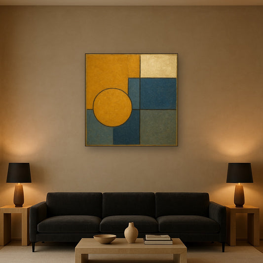 Bauhaus Geometric Balance No. 1 No. 8 Oil Painting - Styled in Modern Living Room