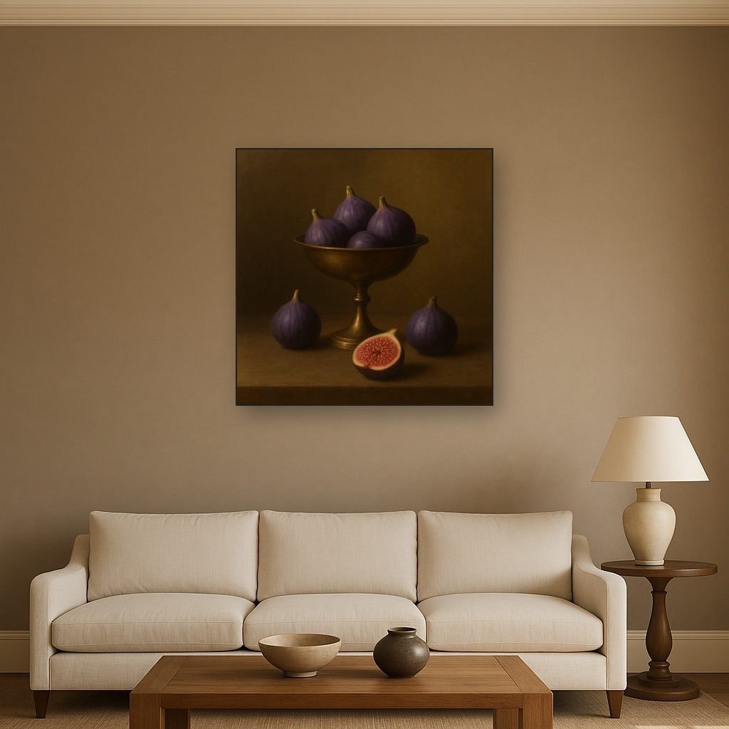 Ripe Figs & Bronze Compote Still Life No. 9 Oil Painting - View 2