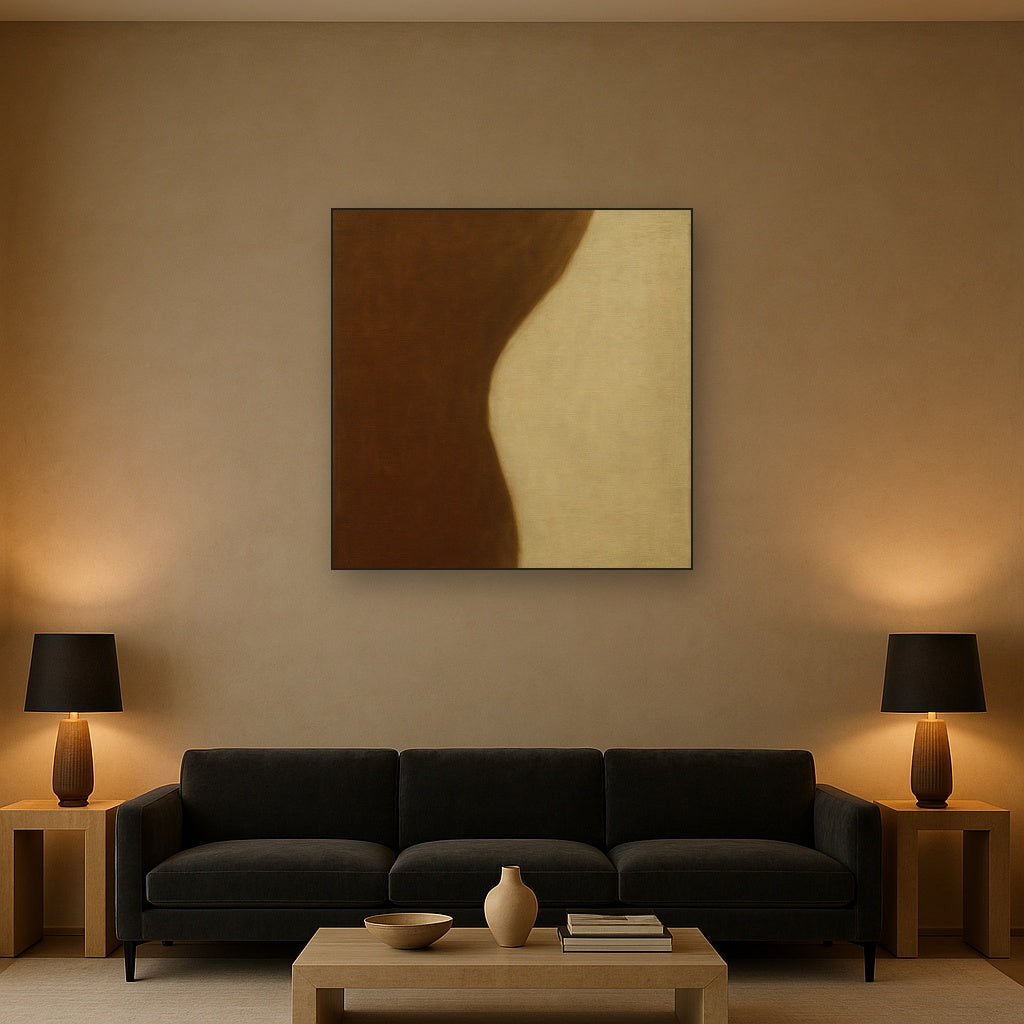 Burnt Umber & Greige Duet No. 7 - Modern Fine Art Oil Painting - View 2