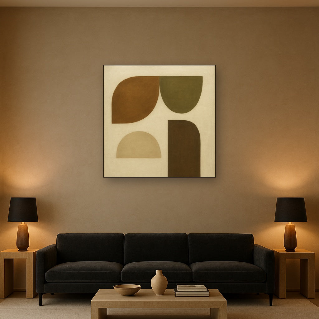 Minimalist Asymmetrical Balance in Raw Umber No. 10 Oil Painting - View 2