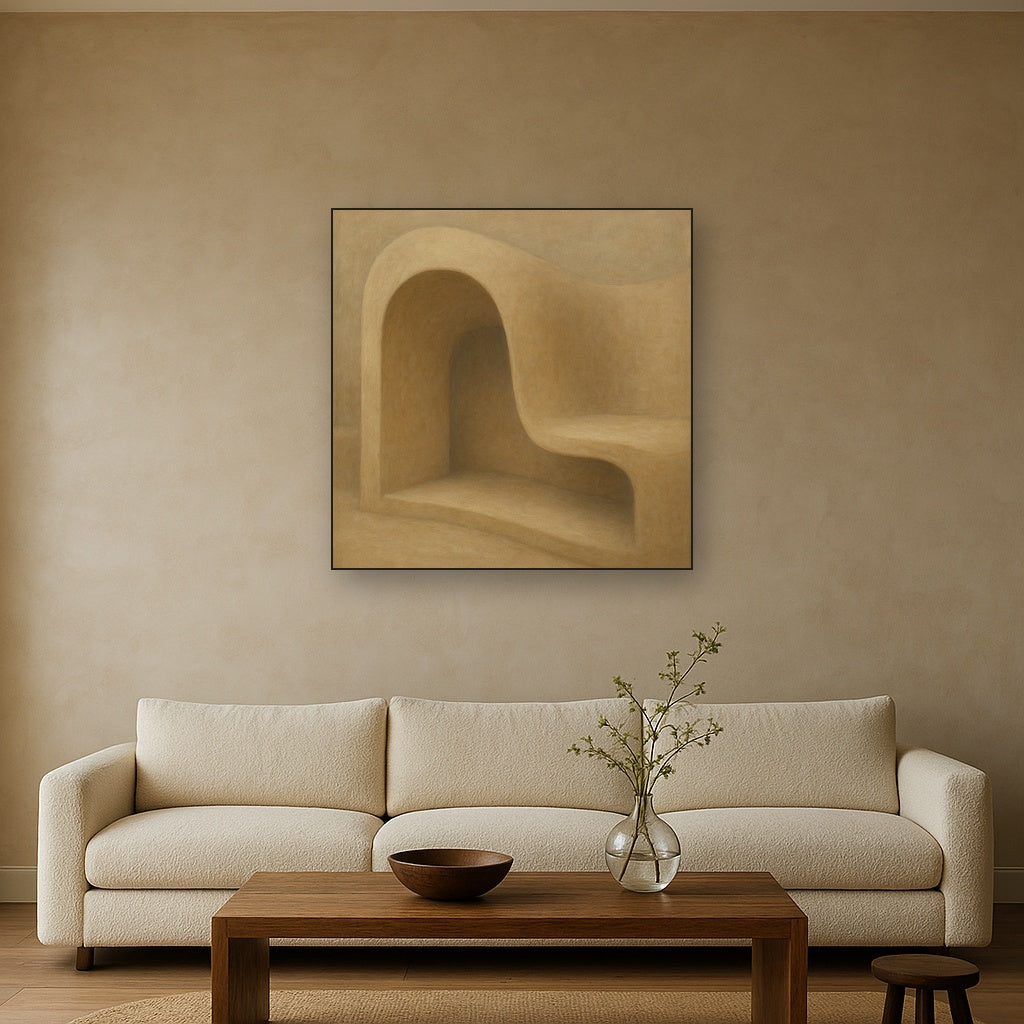 Soft Architectural Curve in Desert Bone No. 12 Oil Painting - View 2