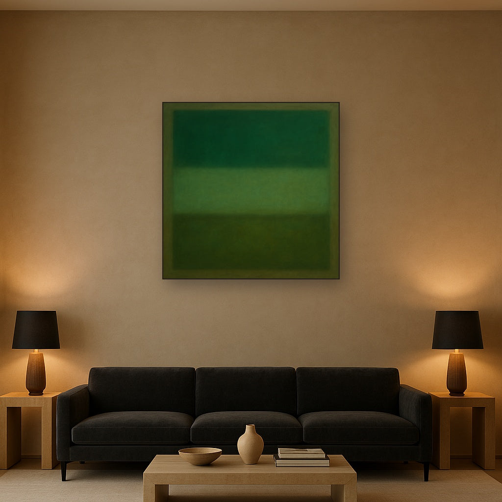 Forest Emerald & Deep Moss Contemplative Field No. 10 Oil Painting - View 2