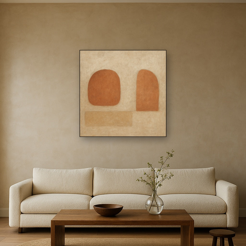 Earthy Terracotta & Weathered Plaster Wash No. 25 Oil Painting - View 2