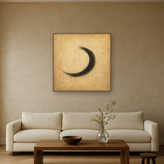 Aged Rice Paper & Charcoal Calligraphic Balance No. 2 Oil Painting - View 2