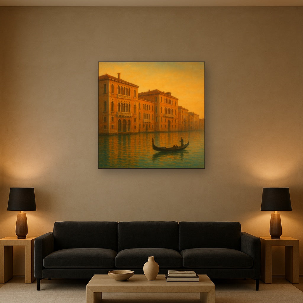 Venetian Canal Palaces at Golden Hour No. 11 Oil Painting - View 2