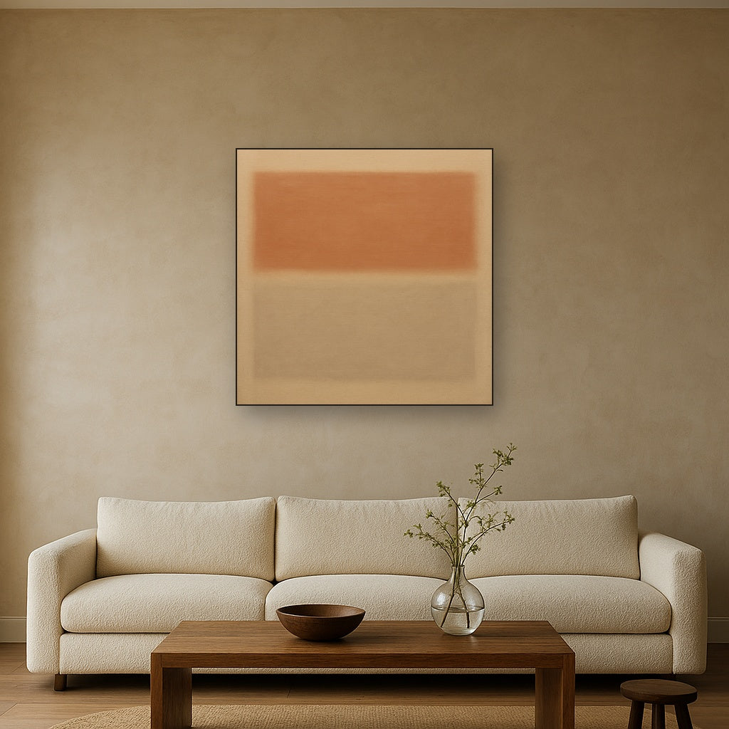 Terracotta & Greige Earth Bands No. 6 - Modern Fine Art Oil Painting - View 2