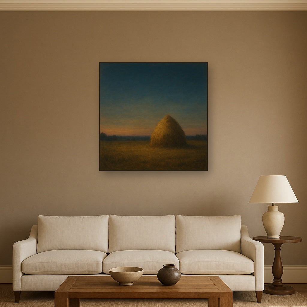 Dusk Horizon over Weathered Haystack Oil Painting - View 2