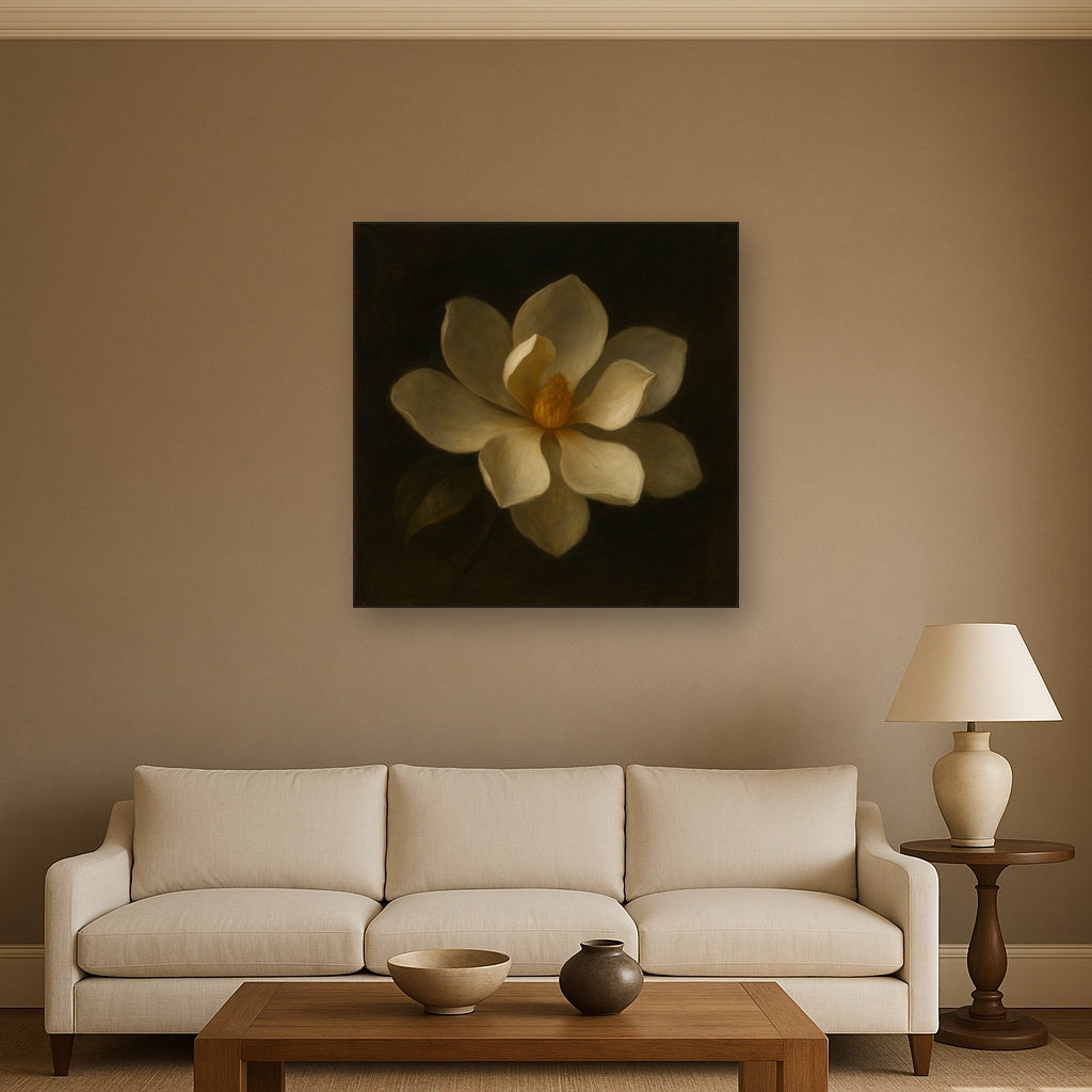 Magnolia Blossom in Quiet Chiaroscuro No. 2 Fine Art Oil Painting - View 2
